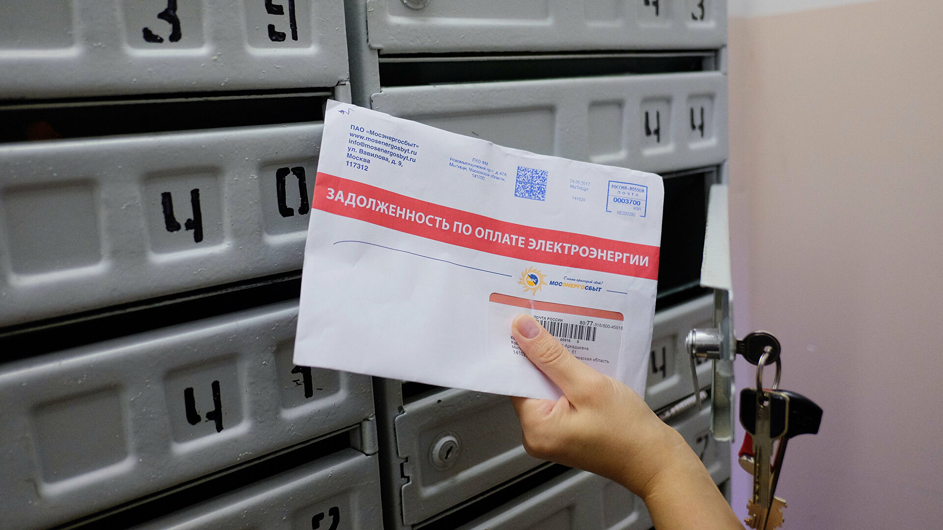 Почтовое уведомление о задолженности по оплате электроэнергии - РИА Новости, 1920, 01.02.2019